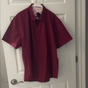 Men's Deep Red Short Sleeve Shirt